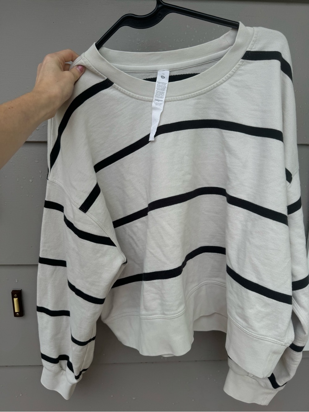 Striped Crewneck Sweatshirt - White with Black Stripes lululemon